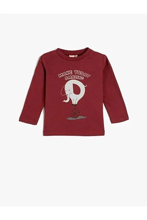 Детская футболка с длинным рукавом для мальчиков Koton, Burgundy