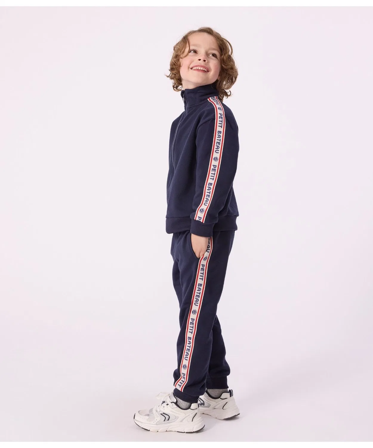 Детский свитшот с длинным рукавом с принтом и логотипом бренда, модель PETIT BATEAU, Navy — фото 3