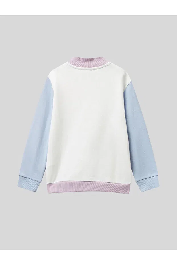 Детские свитшот на молнии для девочек с принтом Benetton, Lilac — фото 2