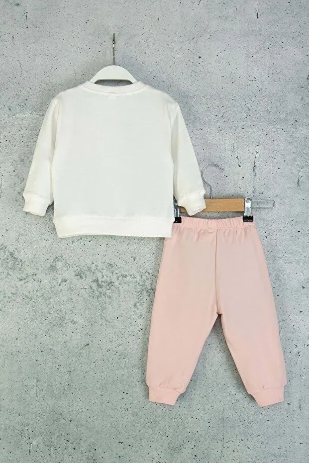 Детский комплект из свитшота и брюк для девочек с принтом Basics Ww Waka Waka Kids Store, Ecru — фото 3