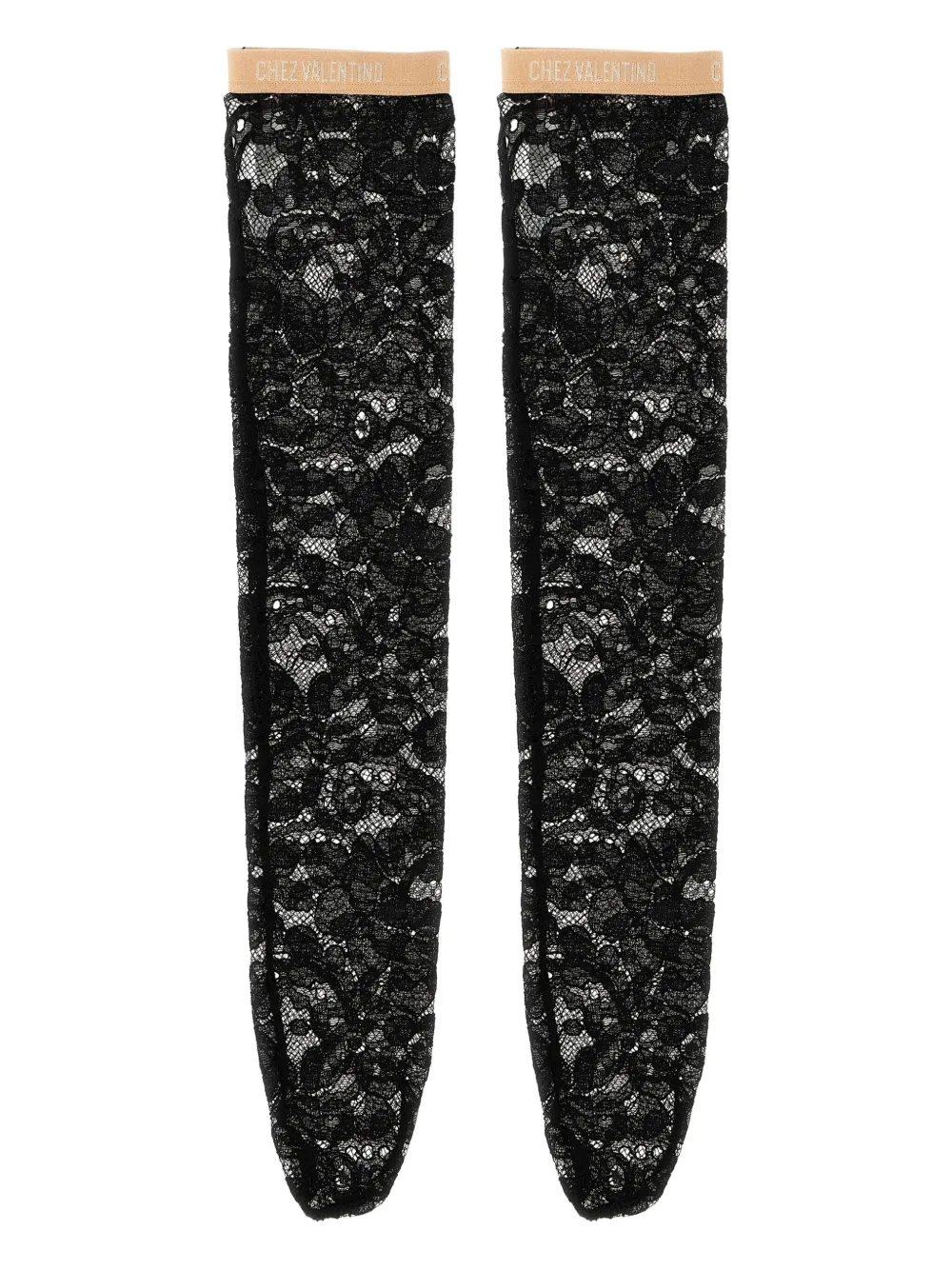 

Кружевные носки Rebordè с логотипом Valentino Garavani, черный