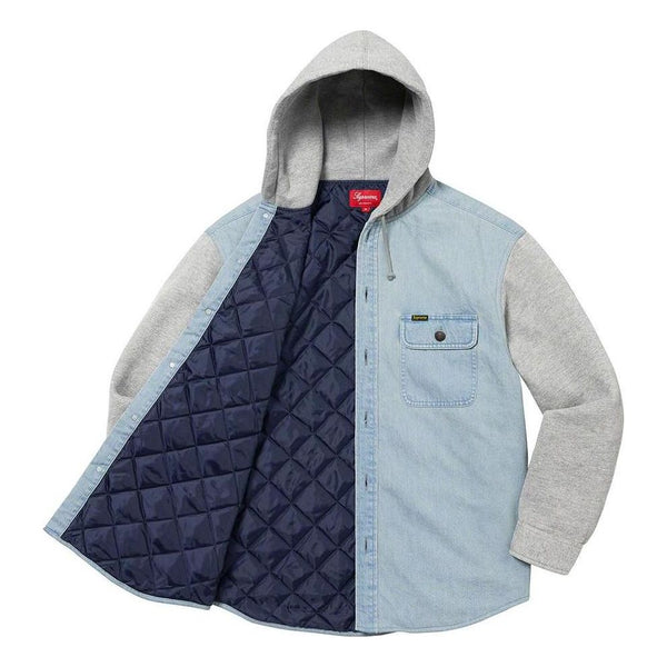 Рубашка fleece hooded denim shirt 'teal grey' Supreme, мультиколор — фото 3