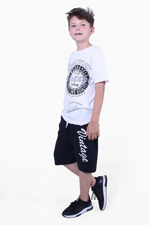 Детский комплект для мальчиков с принтом Vintage 95 summer printed Fyk Collection, White