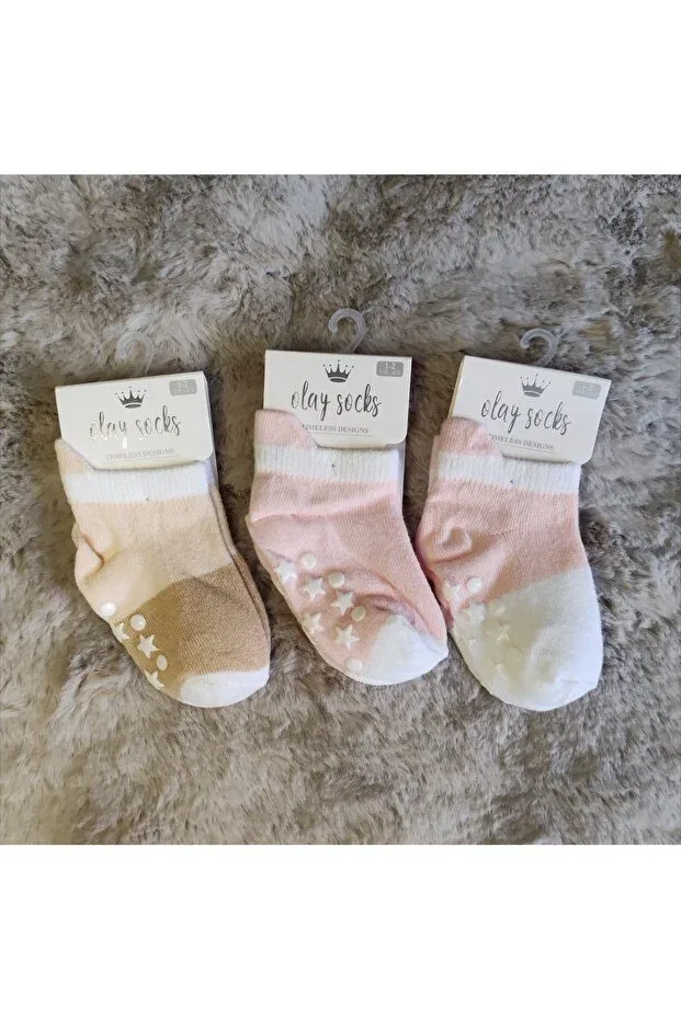 Детский набор носков для малышей Basics Olay Socks, Open Pembe-Pembe-Bej — фото 3