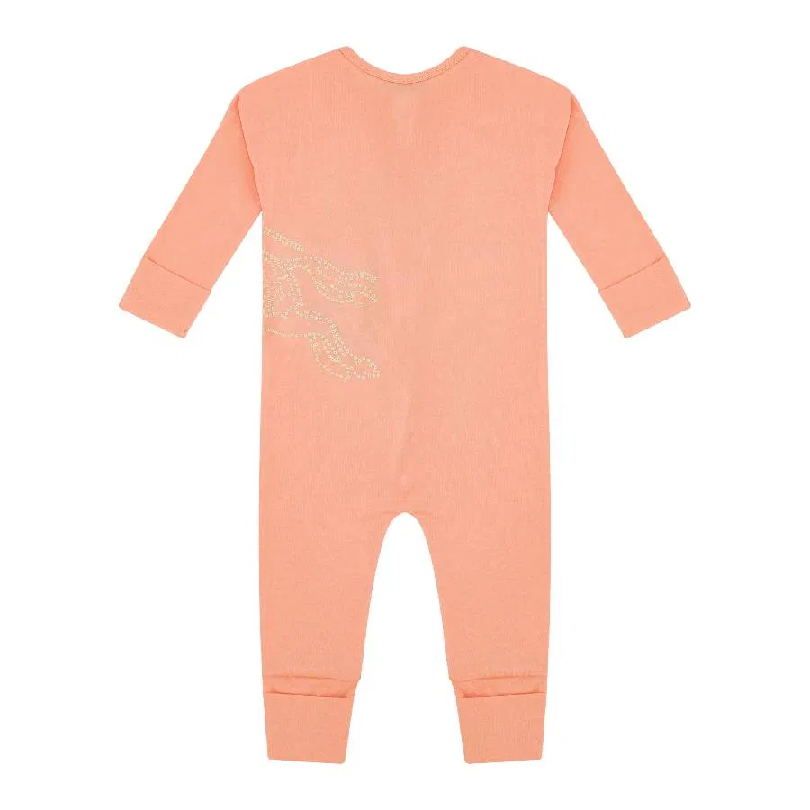 Комплект из комбинезона и слюнявчика с длинным рукавом Equestrian Knight Long Sleeve Jumpsuit Set Burberry, Apricot — фото 2