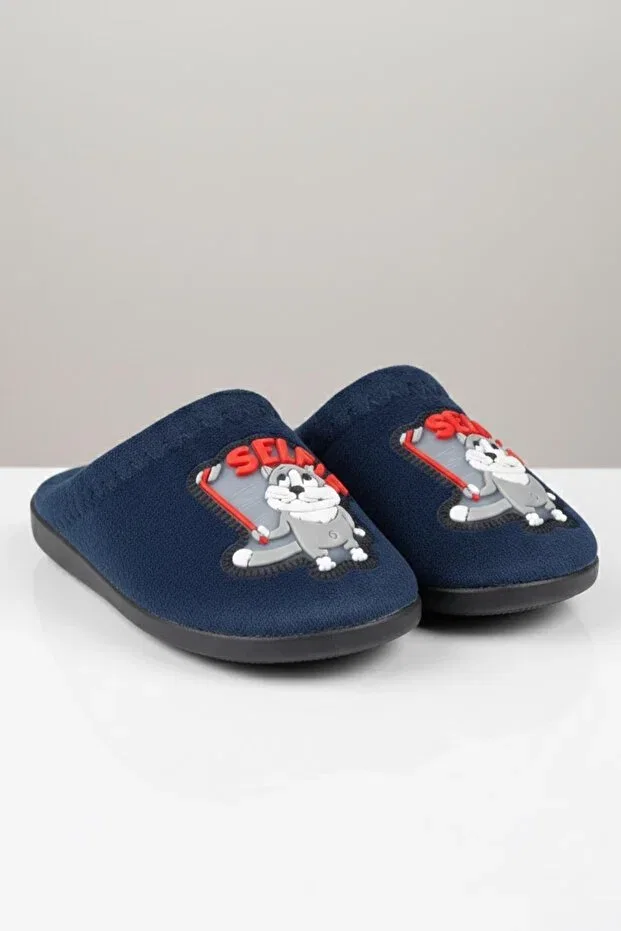 Детские тапочки для мальчиков с коротким каблуком Gezer, Navy Blue — фото 3