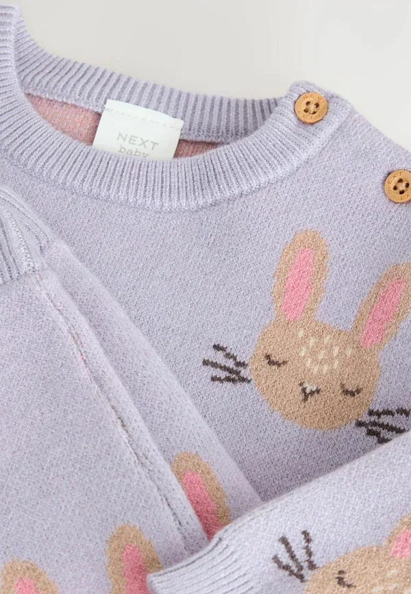 Комплект из джемпера и брюк с принтом Animals Next purple rabbit, фиолетовый — фото 2