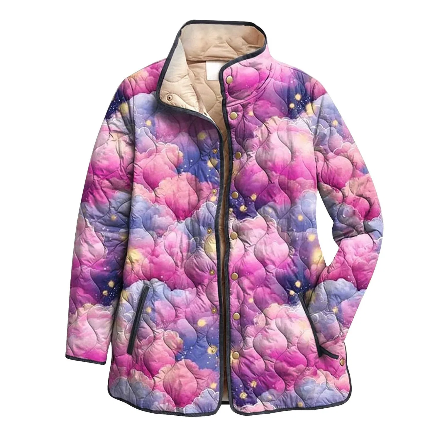 Женское стеганое пальто с подкладкой, Hot Pink