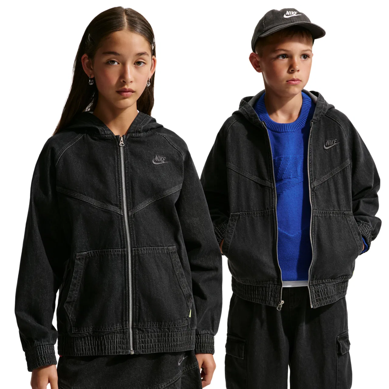 Детская куртка-джинсовка с молнией Nike NSW WR Denim Full Zip Jacket, Black/Anthracite