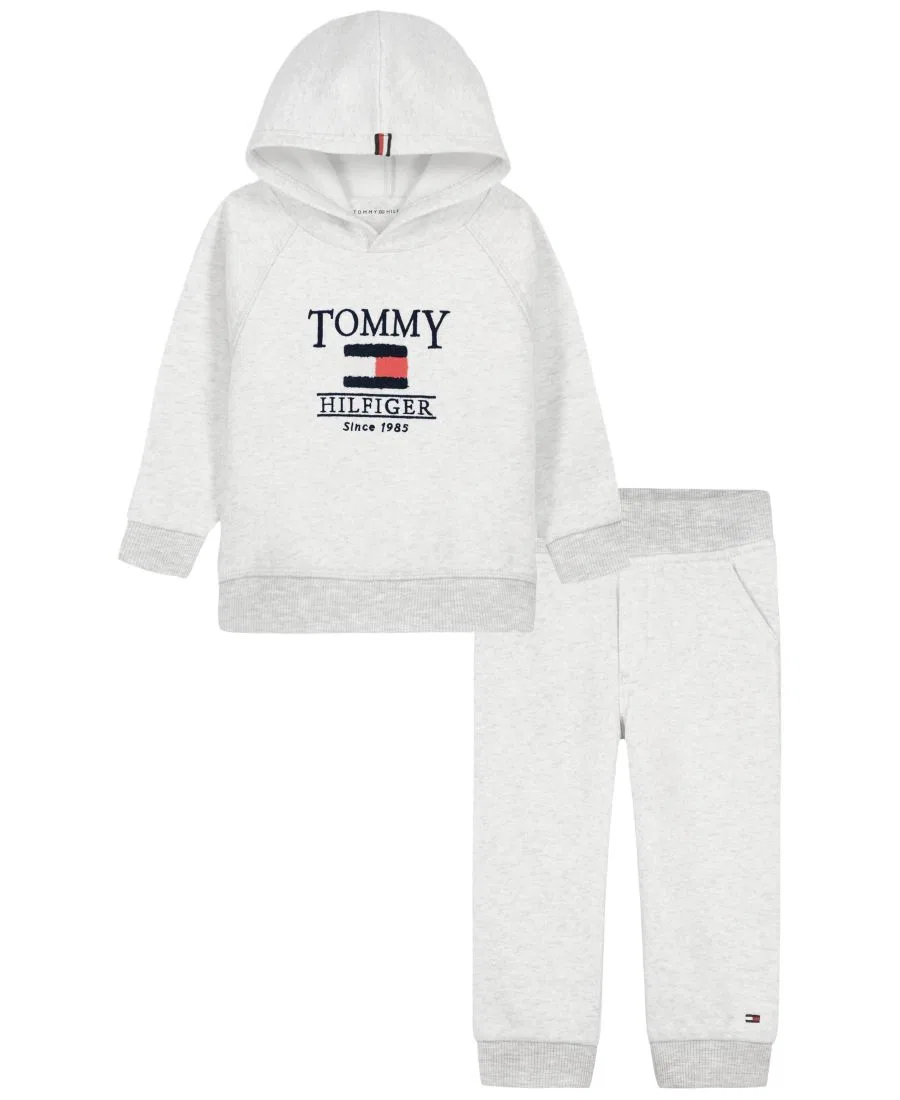 Комплект из флисовой кофты с капюшоном и джоггеров Tommy Hilfiger, Oatmeal