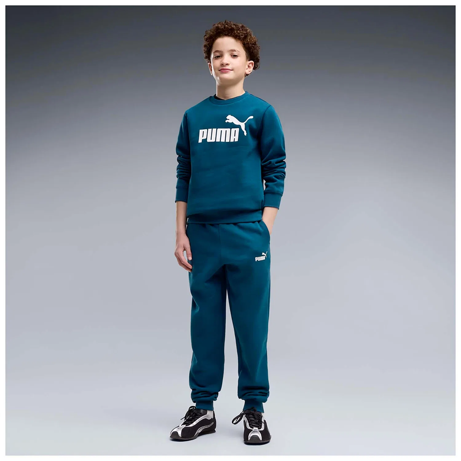 Детский спортивный костюм с длинным рукавом Puma Ess No.1 Logo Crew Sweat Anzug Fl B, Blau — фото 2