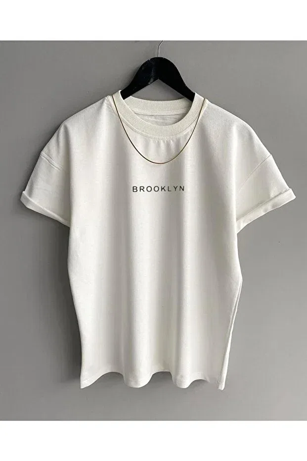 Детская футболка оверсайз с принтом Brooklyn Machetta, White