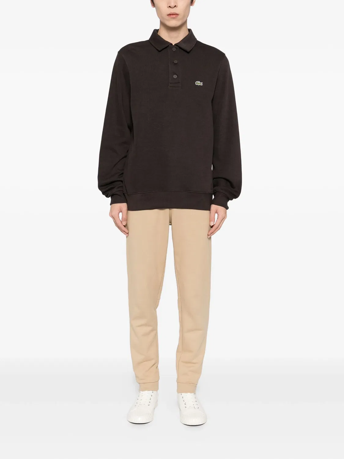Брюки с вышитым логотипом Lacoste, нейтральные цвета — фото 2