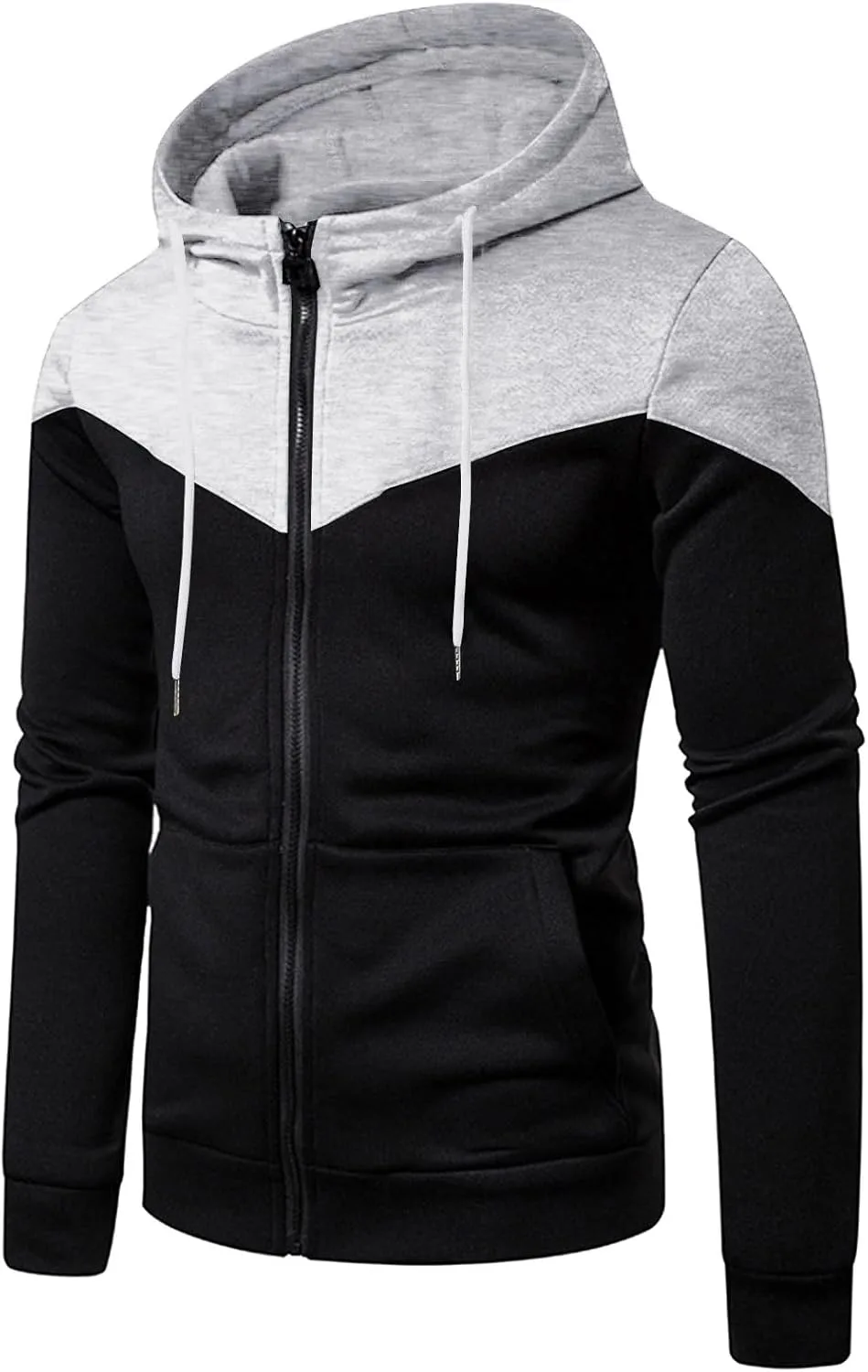 

Мужская худи с полной молнией, цветной блок, длинный рукав, Slim Fit Weinexra