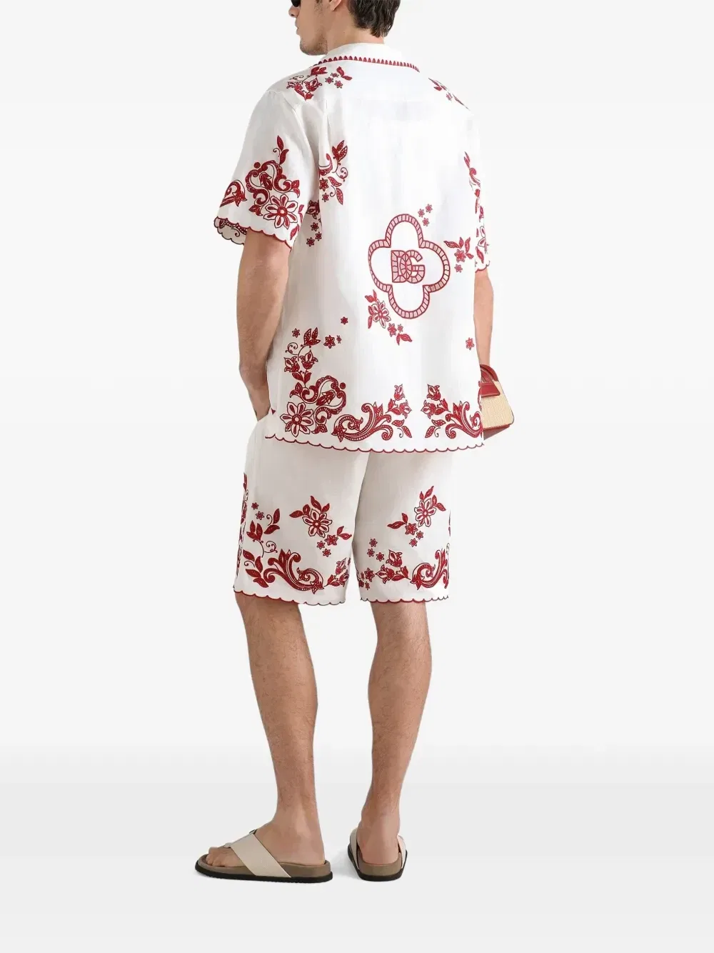 Льняные шорты-бермуды Vanity с вышивкой Dolce & Gabbana, белый — фото 3
