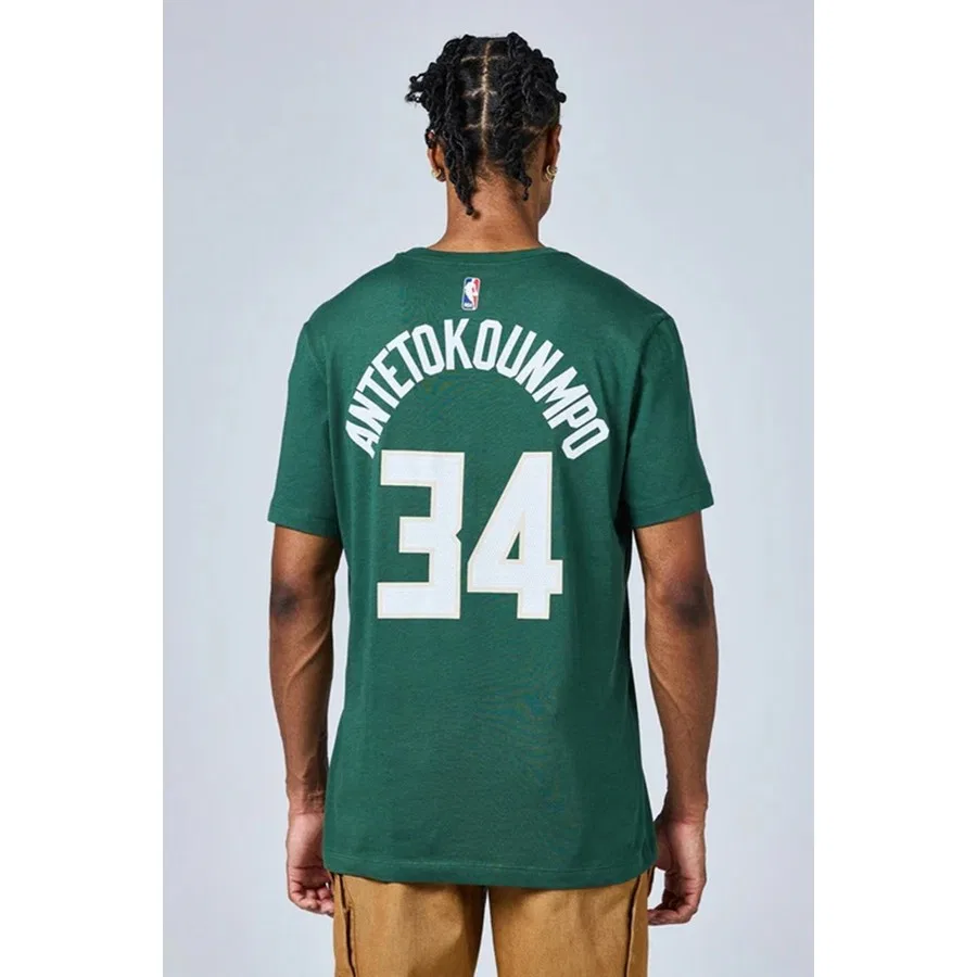Футболка с графическим принтом Nike Milwaukee Bucks NBA Mens Tee, Зеленый — фото 2