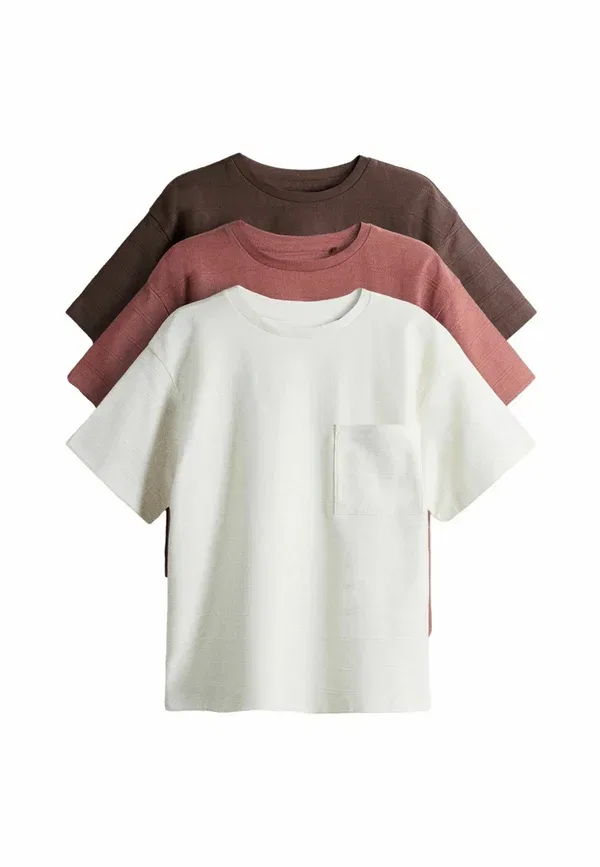 Комплект из 3 футболок с коротким рукавом Basic T-shirt, The Set, коричневый, кремовый, ржавый