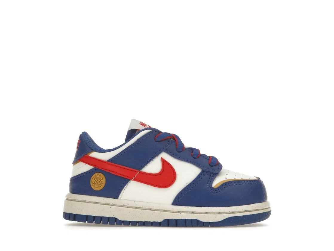 Детские кроссовки с принтом Nike Dunk Low Next Nature Nike, Varsity Royal/White/Varsity Red/Metallic Gold