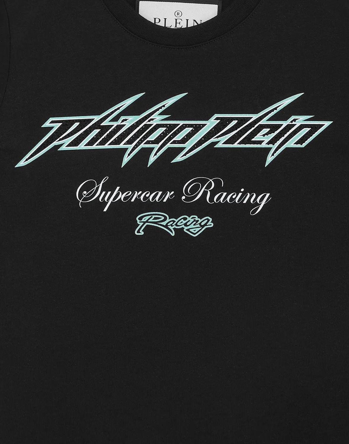 Детская футболка с коротким рукавом и принтом Racing Club PHILIPP PLEIN, Black/Turquoise — фото 3