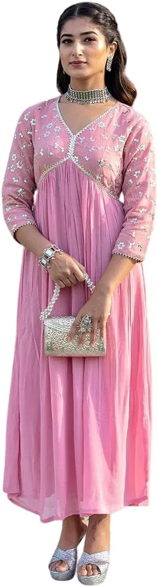 Женское платье с вышивкой ZYVALORA, Pink