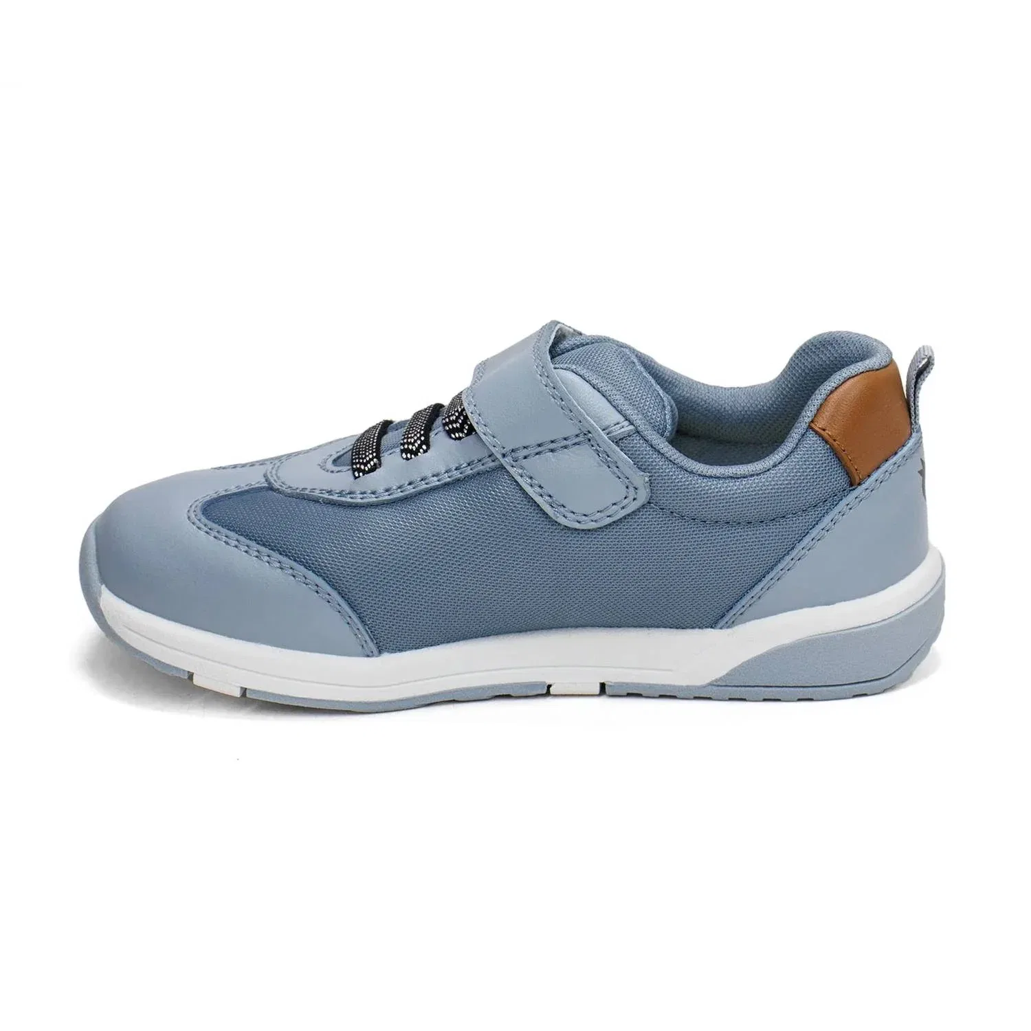 Детские кроссовки низкие кожаные с принтом Game Face Old Soles, Dusty Blue — фото 2