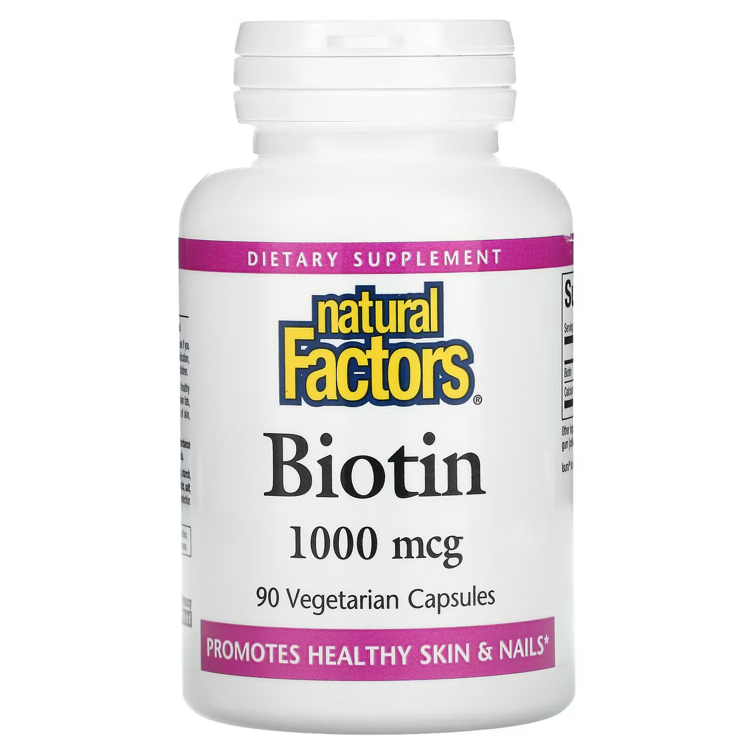 

Natural Factors, Биотин, 1000 мкг, 90 вегетарианских капсул