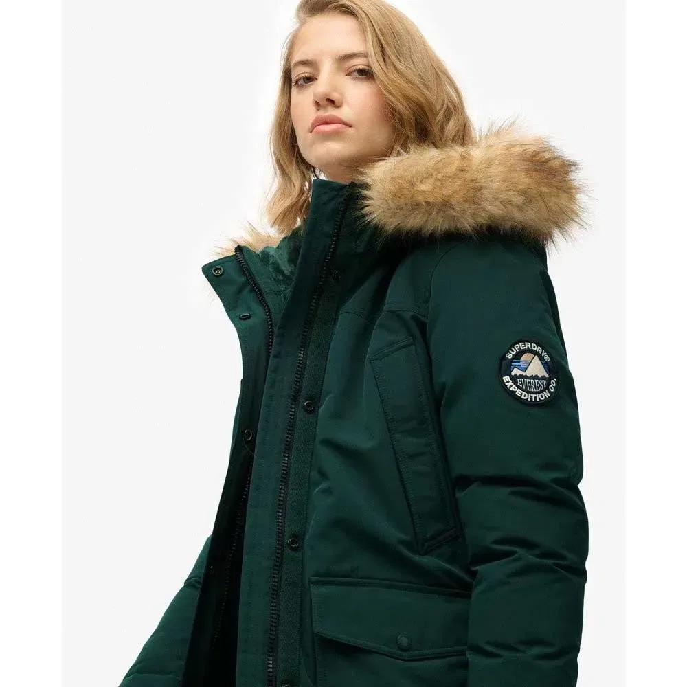 Пуховик Everest Faux Fur Superdry, зеленый — фото 4