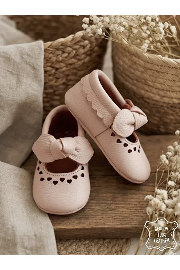 Детские пинетки для девочек из натуральной кожи Denokids, Pink — фото 2