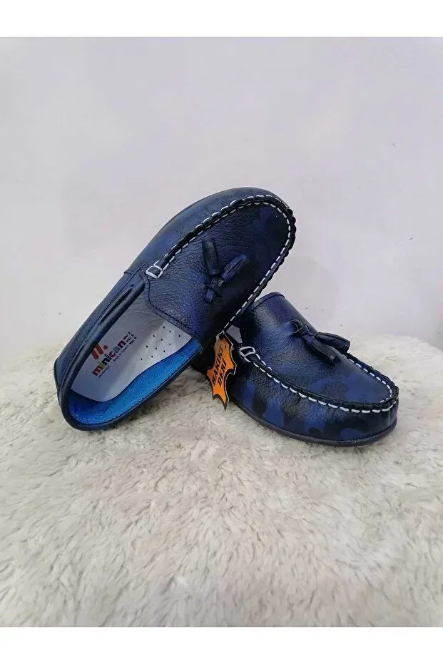Детские туфли для мальчиков на плоской подошве Özgür Kids, Navy Blue Camouflage — фото 4