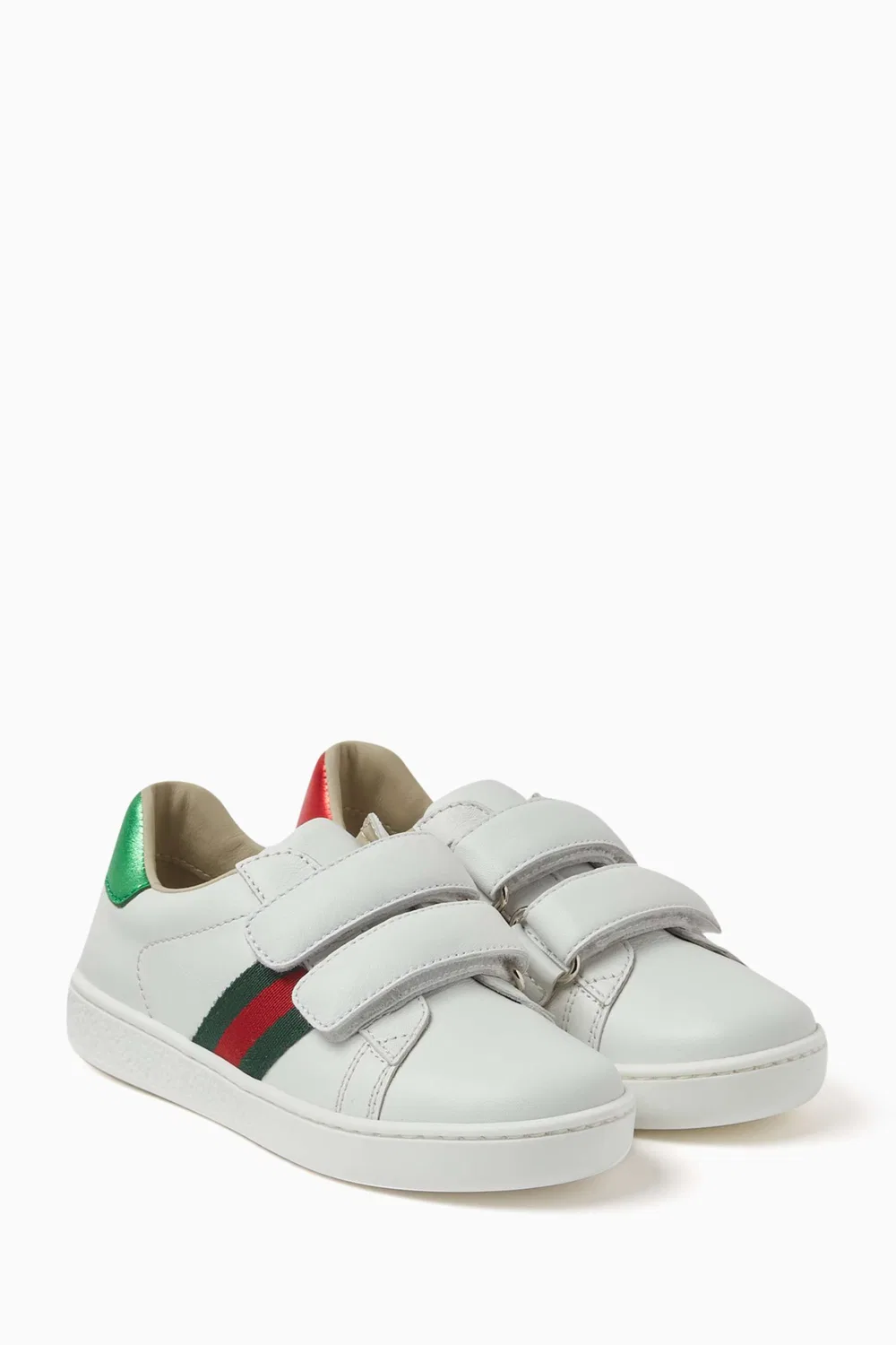 Кроссовки кожаные с полосками Web-stripe Gucci
