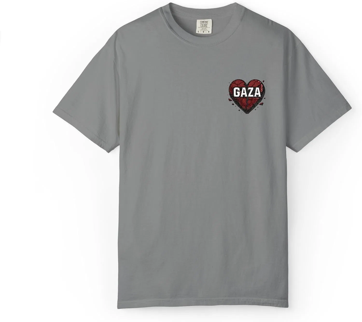 Футболка с вышивкой сердца Comfort Colors 1717, Grey
