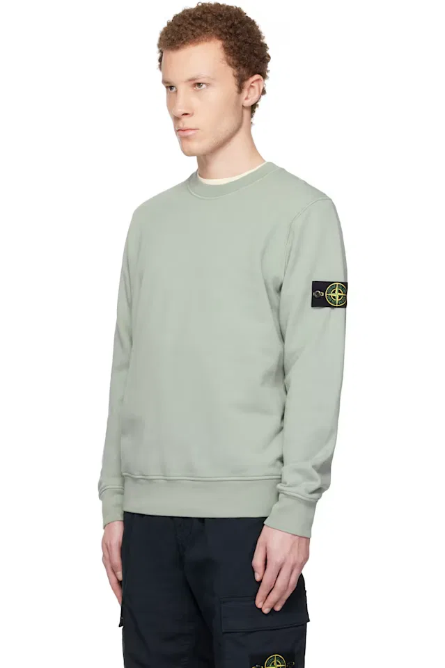 Зеленый свитшот из органического хлопка с начесом Stone Island — фото 4