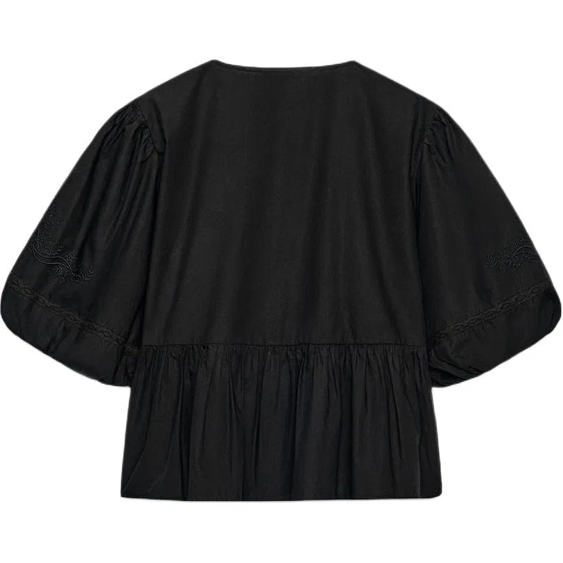 Женская рубашка с круглым вырезом Black ZARA, Черный — фото 3