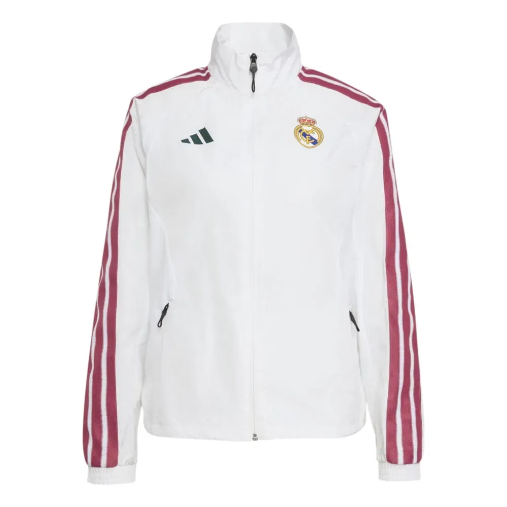 Женская куртка из футера с длинным рукавом Adidas Real Madrid Home Anthem, White — фото 3