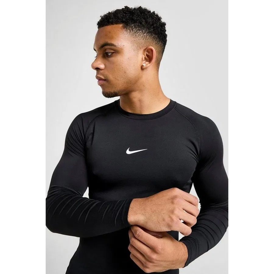 Мужской свитшот для тренировок с длинным рукавом Nike Pro Dri-FIT, Черный — фото 3