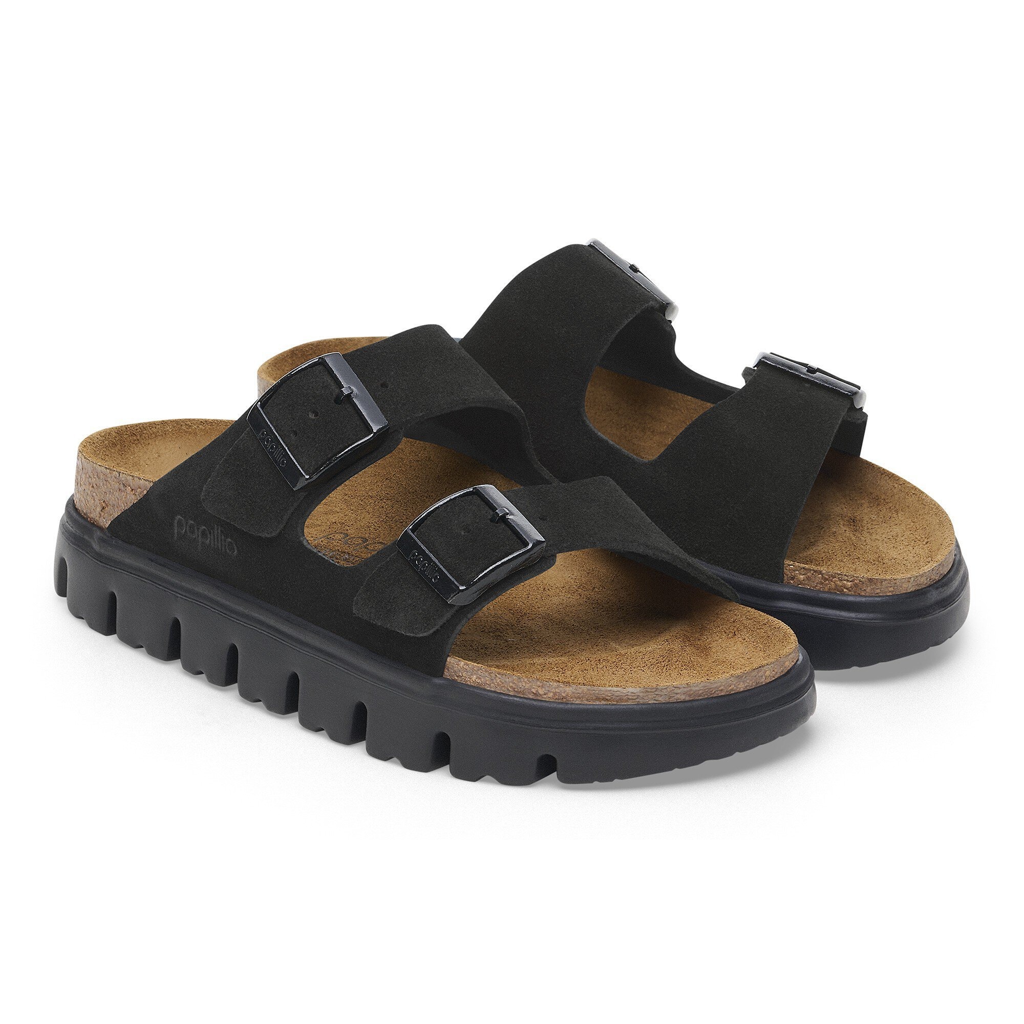 Сандалии Birkenstock Arizona Papillio Platform Suede Leather 1028403, черный — фото 4