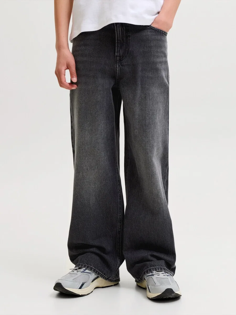 Джинсы Jack & Jones Junior Wide leg Jeans 'JJIDave JJOriginal' из черного денима — фото 2