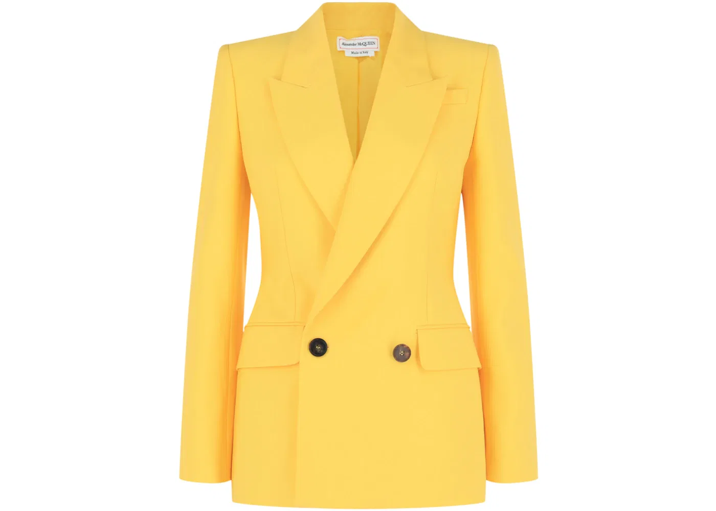 Женский двубортный пиджак Alexander McQueen Blazer, Bright Yellow