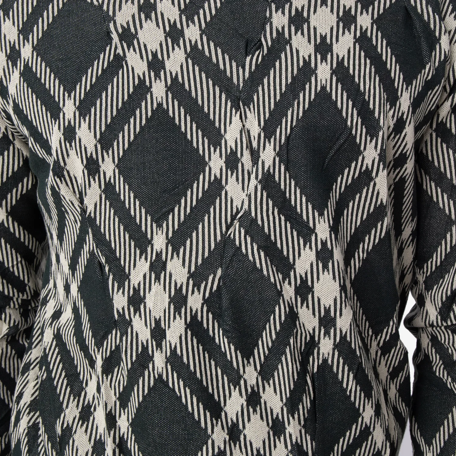 Свитер из жатого хлопка с клетчатым принтом Check Cotton Blend Crinkled Sweater Burberry, Ivy Ip Check — фото 2