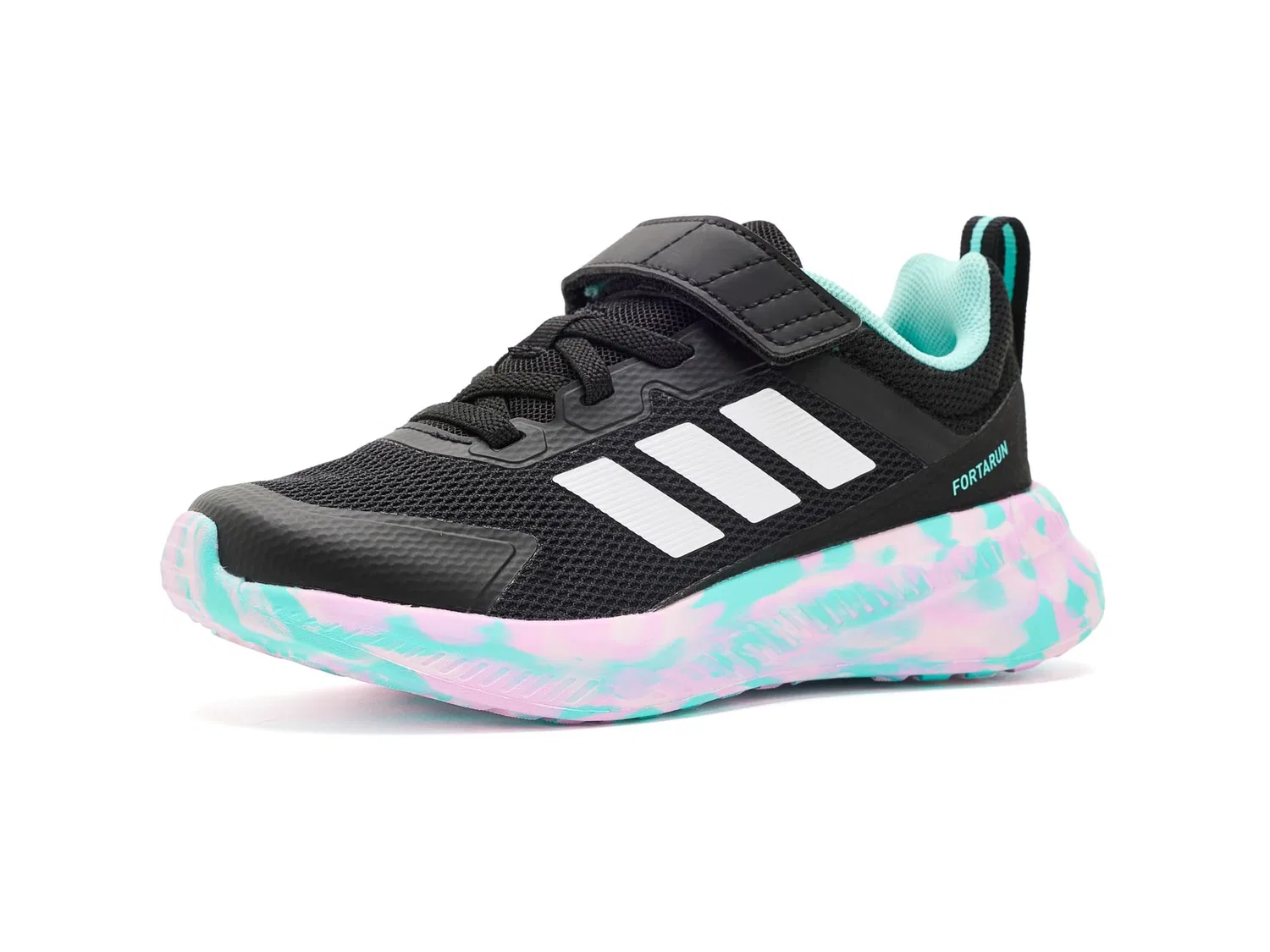 Кроссовки FortaRun 4.0 (для маленьких детей) Adidas Kids, Black/Clear Pink/Flash Aqua
