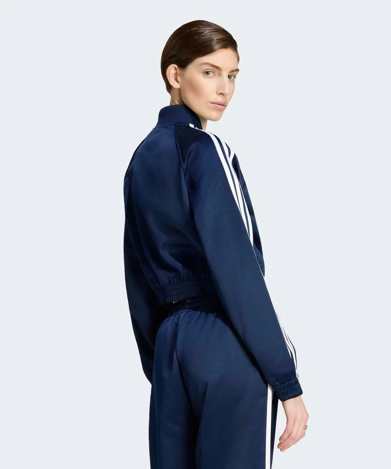 Женская куртка-трактор с сатиновой отделкой, модель SST Jacket Adidas, Blue — фото 2