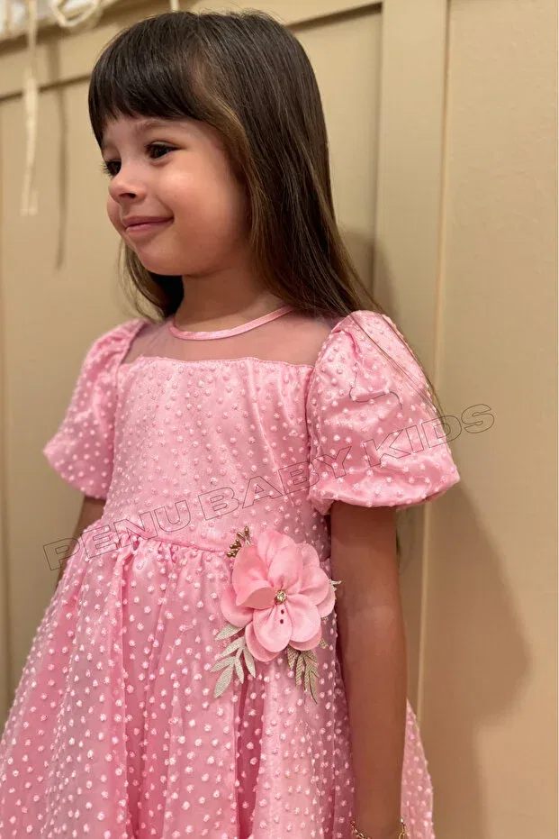 Детское платье для девочек с коротким рукавом Penu Baby Kids, Pink — фото 3