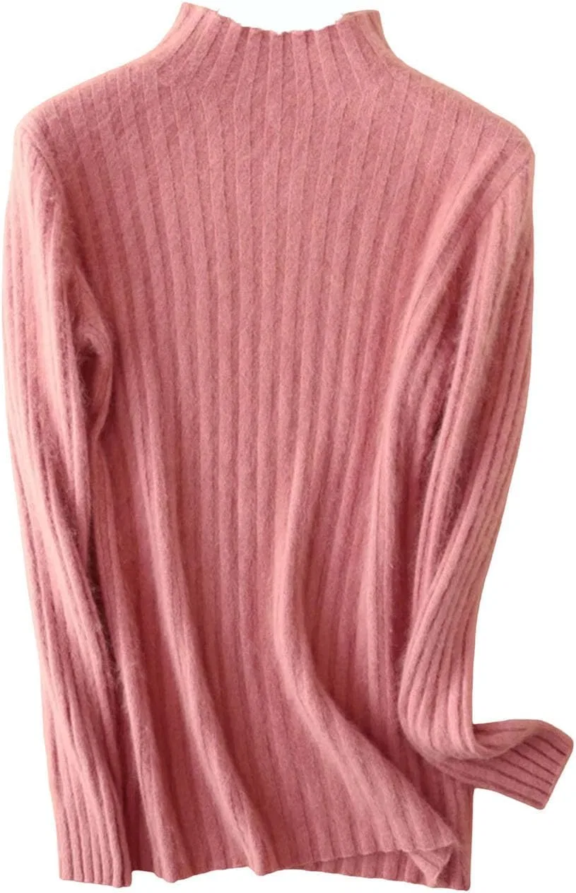 Женский свитер с высоким воротником, Mink Cashmere, розовый