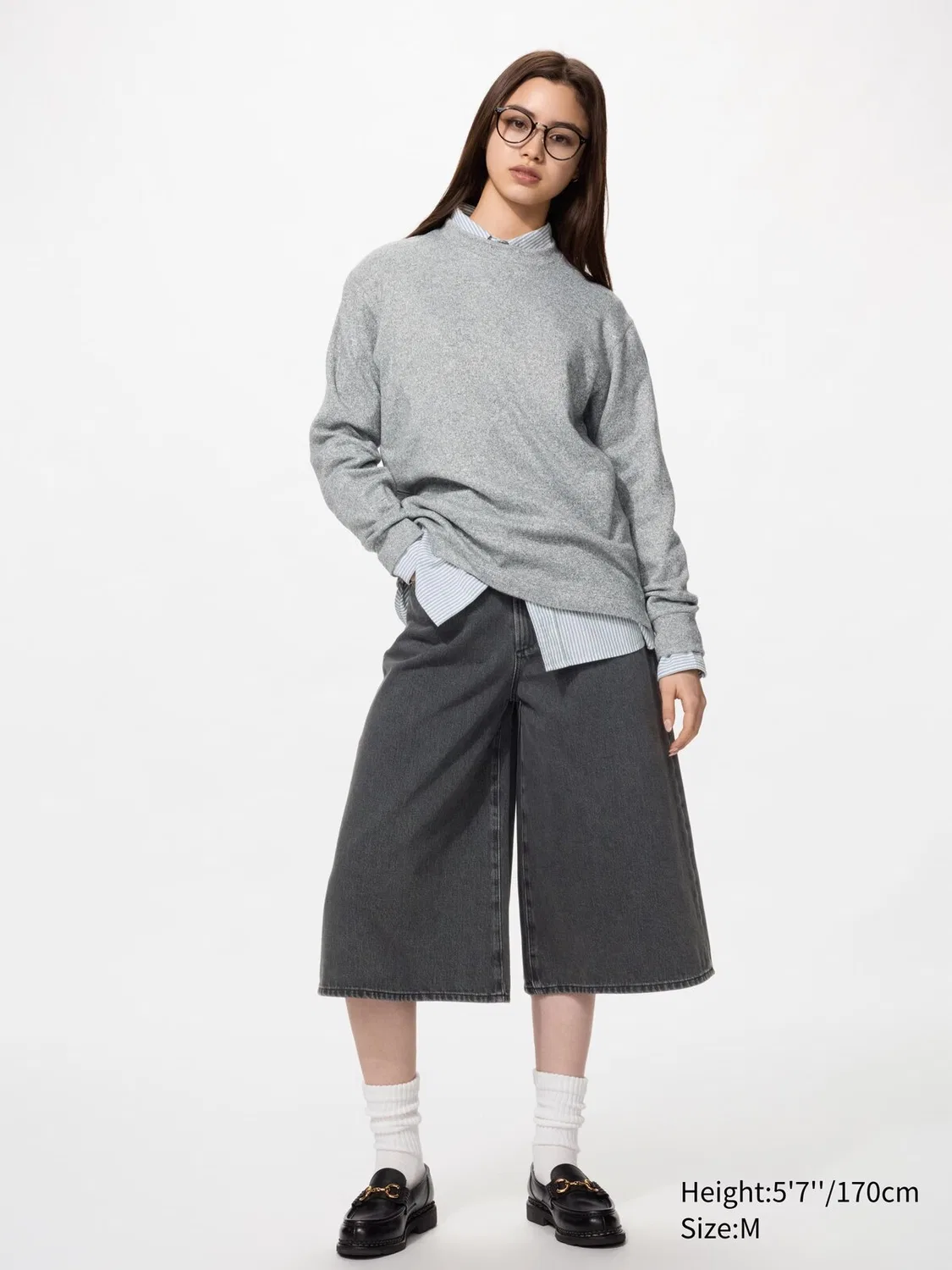 Футболка трикотажная флисовая Uniqlo, с длинным рукавом, кремовый — фото 4