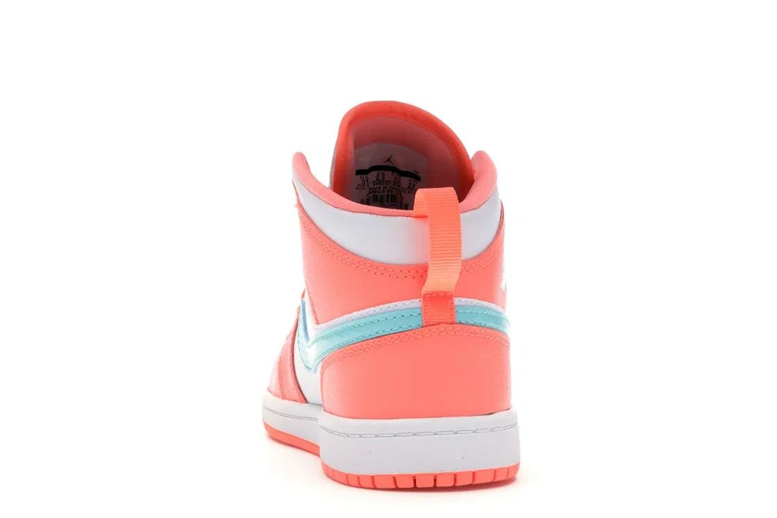 Детские кроссовки Lifestyle с высоким берцем Jordan 1 Mid Jordan Crimson Pulse/Light Aqua-White — фото 4