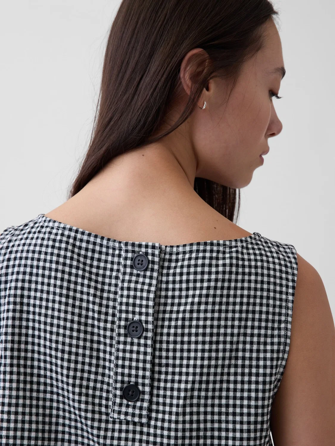 Топ-жилет Gap, Black Gingham, лен с вискозой — фото 4