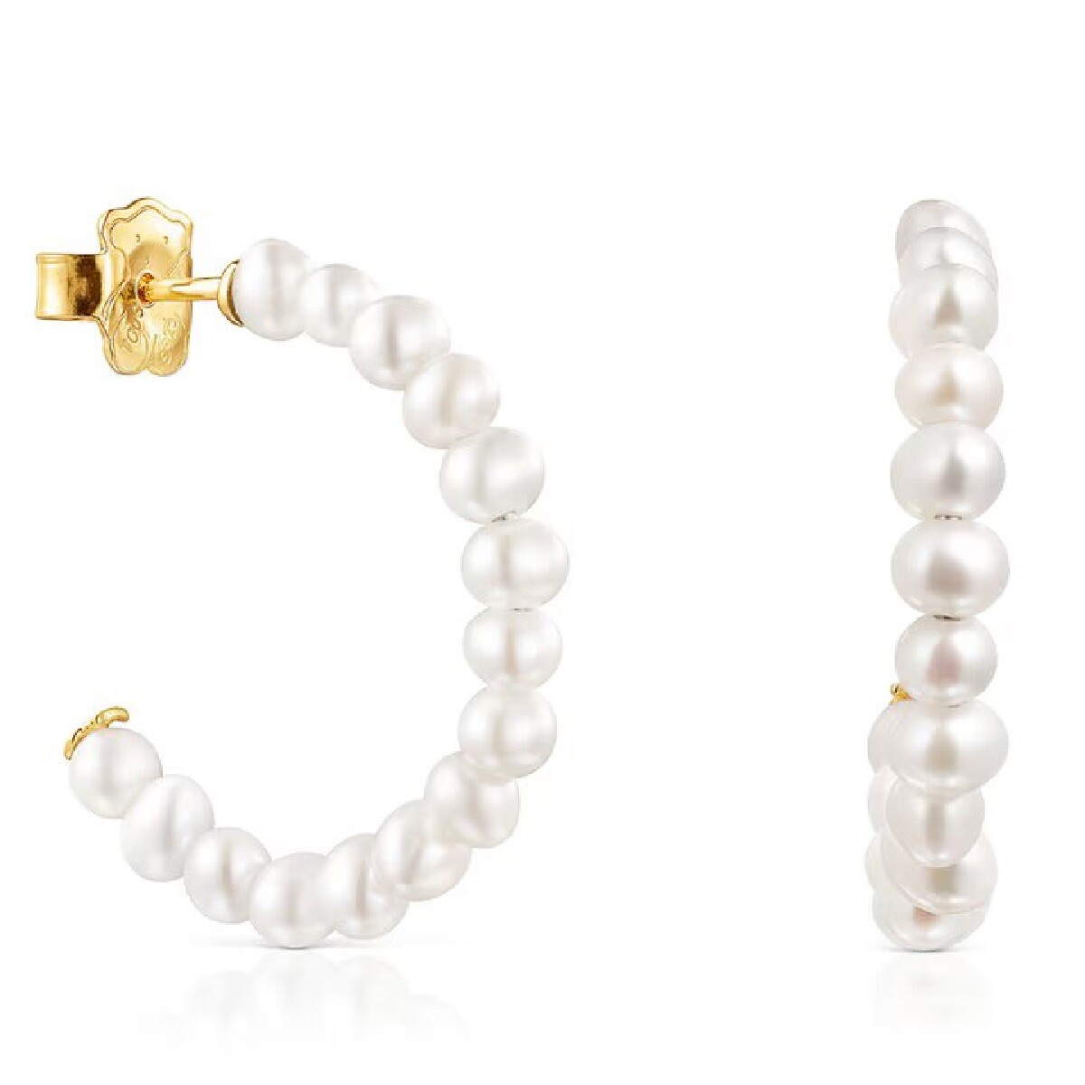 

Серьги Tous Gloss Small Hoop, позолоченное серебро/жемчуг