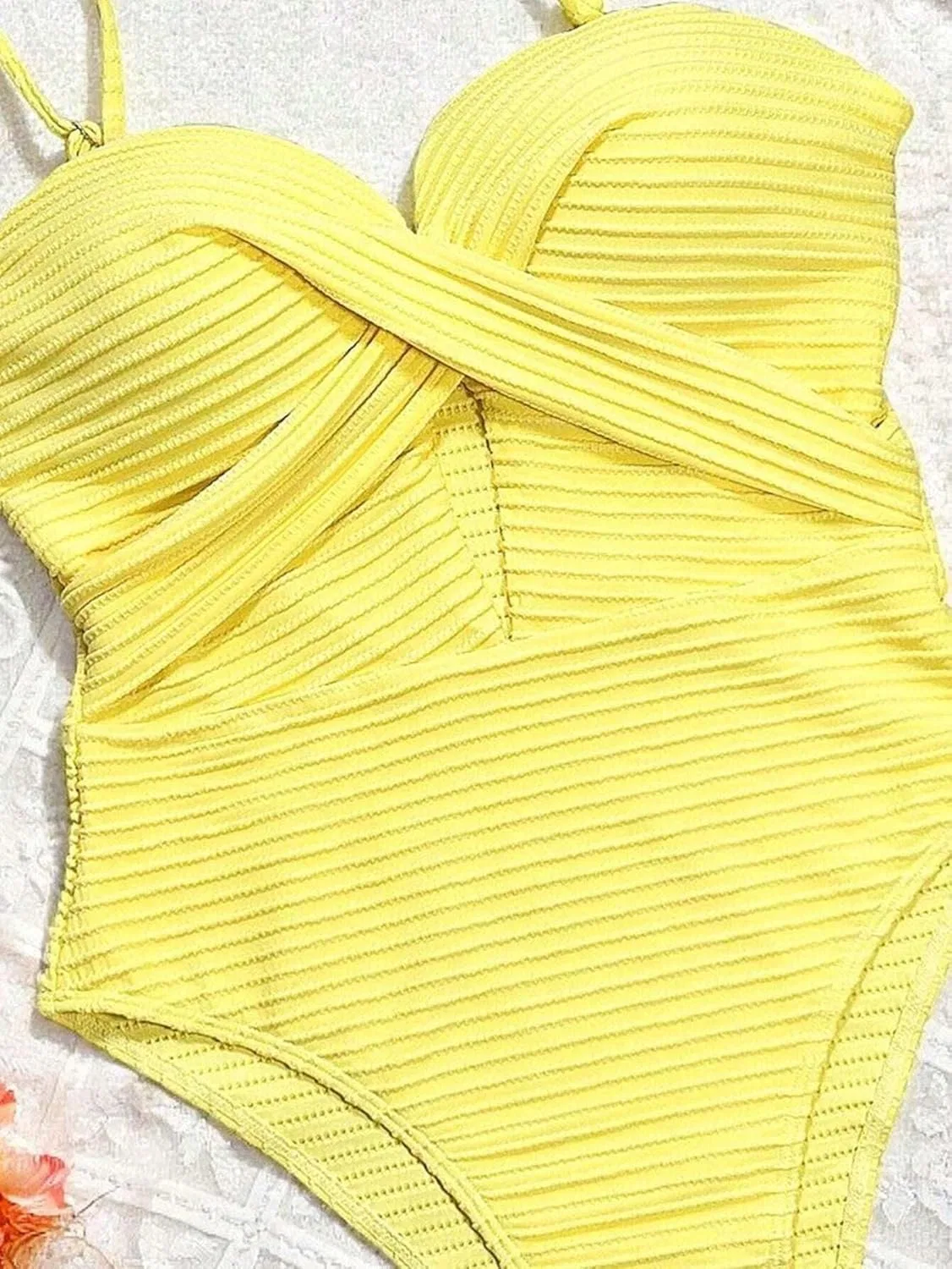 Женский монокини без спинки с чашками push-up, Yellow — фото 3