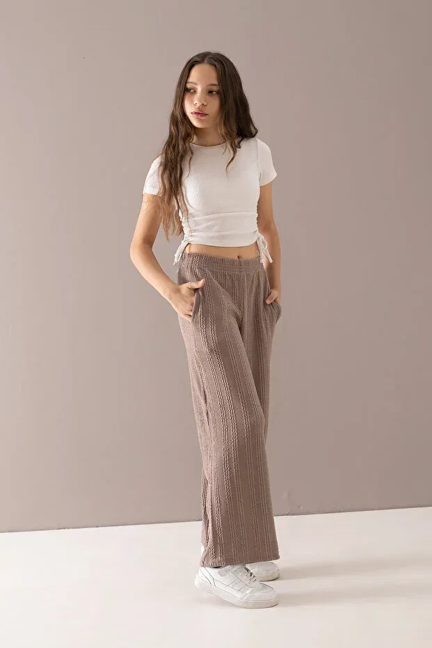 Детские брюки для девочек прямого кроя Cansın Mini, Nude Color — фото 2