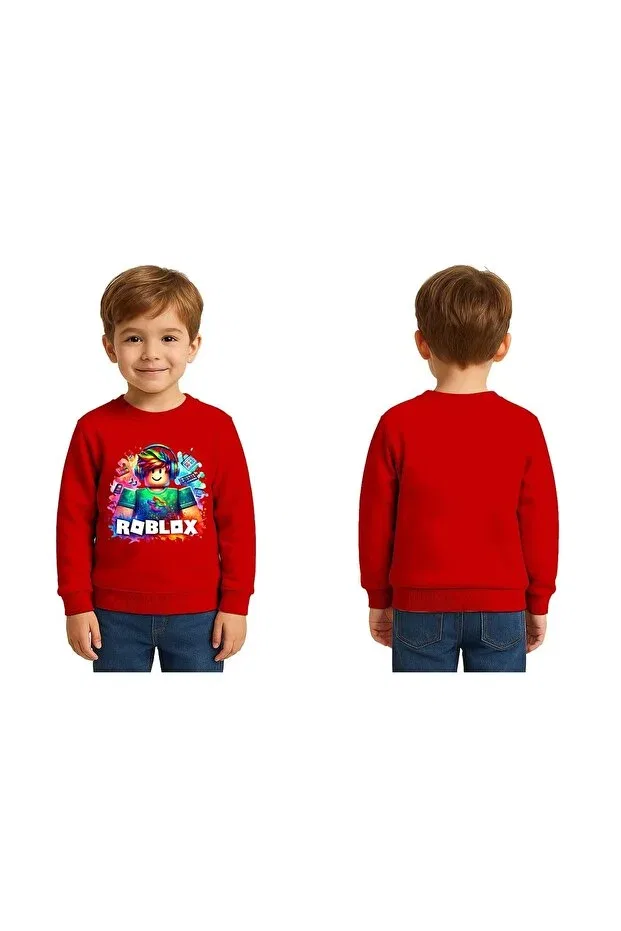 Детское худи для мальчиков с принтом roblox printed children's swaetshirt 3 thread rasterated Sedirli, Red